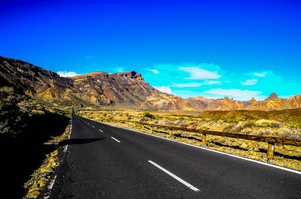 desert landscape - image alternative energy canary islands color image imagens e fotografias de stock