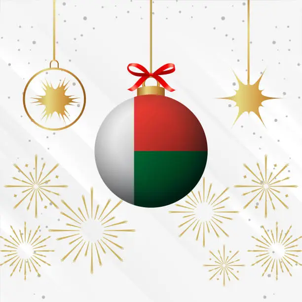 Vector illustration of Christmas Ball Ornaments Madagascar Flag Celebration