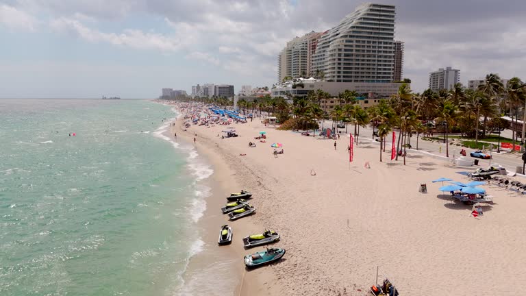 Aerial stock video Fort Lauderdale Beach Spring Break 2024