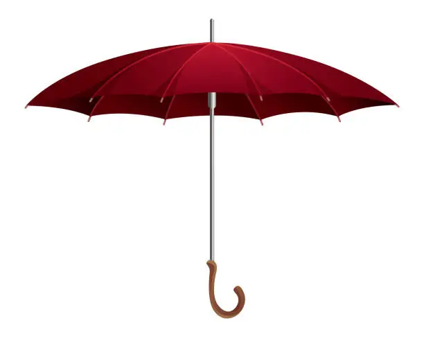 Vector illustration of Umbrella. Parasol side view. Hand-held rain, sun or windbreak protection. Vector illustration isolated on white background