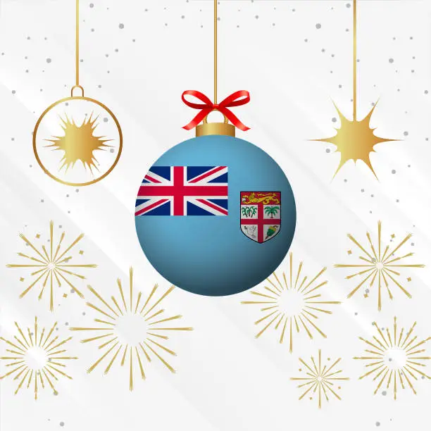 Vector illustration of Christmas Ball Ornaments Fiji Flag Celebration