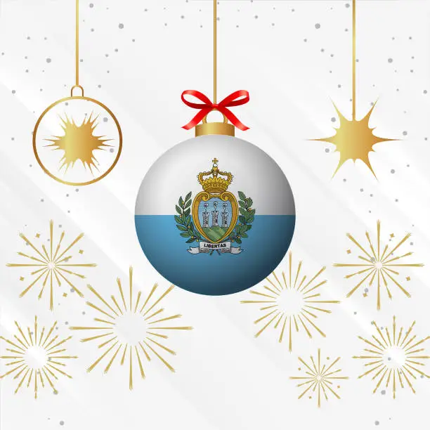 Vector illustration of Christmas Ball Ornaments San Marino Flag Celebration