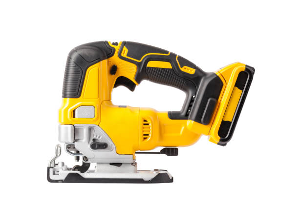 Professional electric jig saw tool isolated on white background