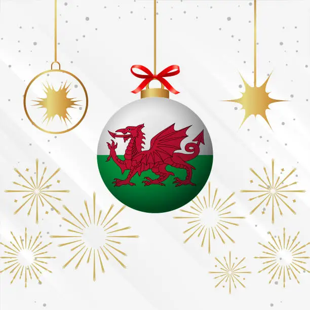 Vector illustration of Christmas Ball Ornaments Wales Flag Celebration