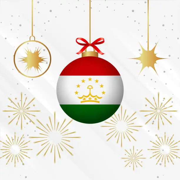 Vector illustration of Christmas Ball Ornaments Tajikistan Flag Celebration