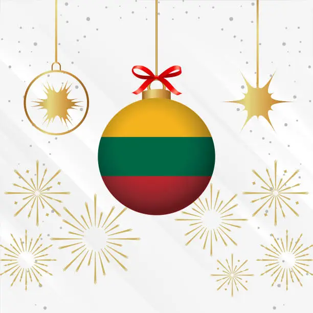 Vector illustration of Christmas Ball Ornaments Lithuania Flag Celebration