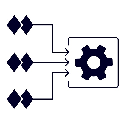 Input Processing. Unlock the secrets hidden within data streams and transmute them into actionable insights with our transformative input processing. Vector Editable Stroke Icon.