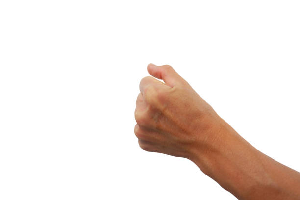 Right hand clenched on white background