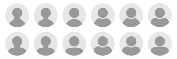 stockillustraties, clipart, cartoons en iconen met plain pictogram user avatar headshot. login profile button or log out unknown account admin icon. register genderless line icon placeholder. man or woman neutral gender - portret