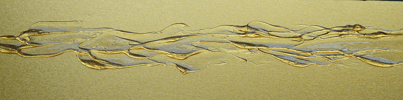 Golden transparent fluid, acrylic paint, background is golden Japanese paper