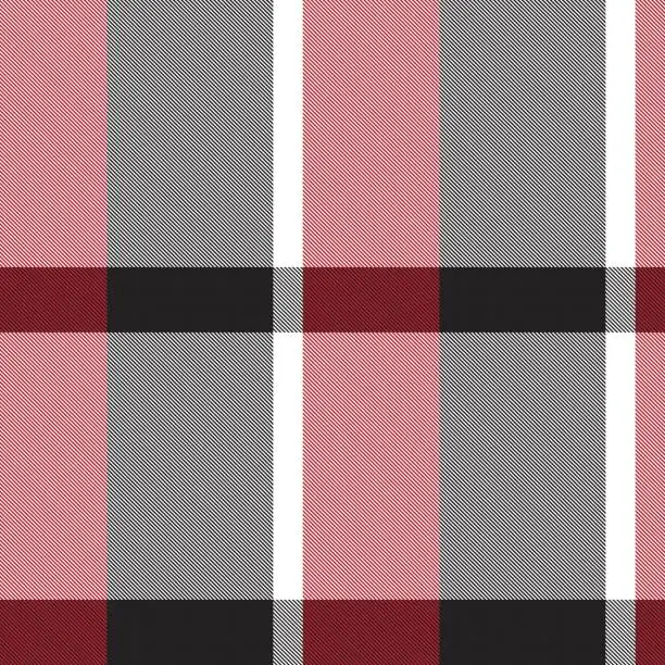 Vector illustration of Red Asymmetric Plaid textured Seamless Pattern Design