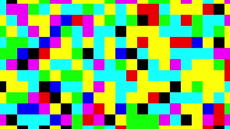 Multicolored digital squares zooming out