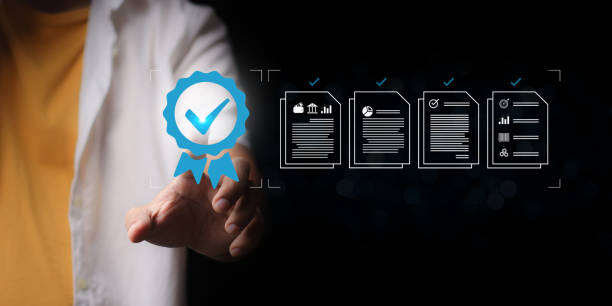 istock Quality Certificate and Checklist target marketing planning assignment with quality management. Standardization, certification. Compliance to regulations service and standards. 2098142992