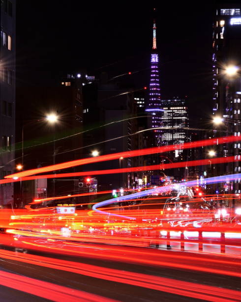istock Illuminated Tokyo Tower and light traces in Minato-ku, Tokyo 2098144337