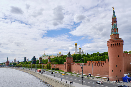 Russia Moscow May 8, 2023.The Moscow Kremlin and Moscow River