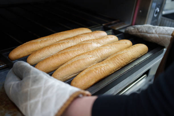 Grilled baguette close-up