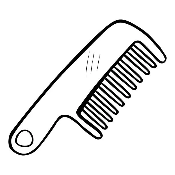 Vector illustration of hair comb, simple vector hand draw sketch doodle