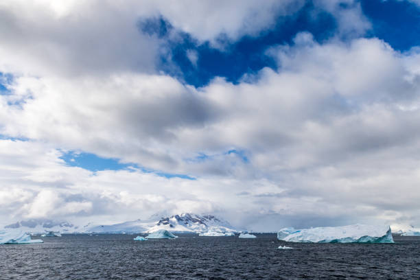 Icebergs off the Coast of the Graham passage, near Charlotte Bay, on the Antarctic Peninsula