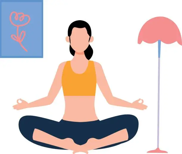 Vector illustration of The girl is doing yoga.