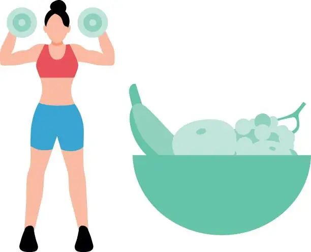 Vector illustration of Boy exercising with dumbbells.