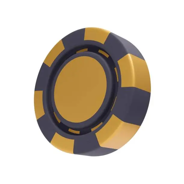 Vector illustration of 3D gold and black rotating casino chip rendering