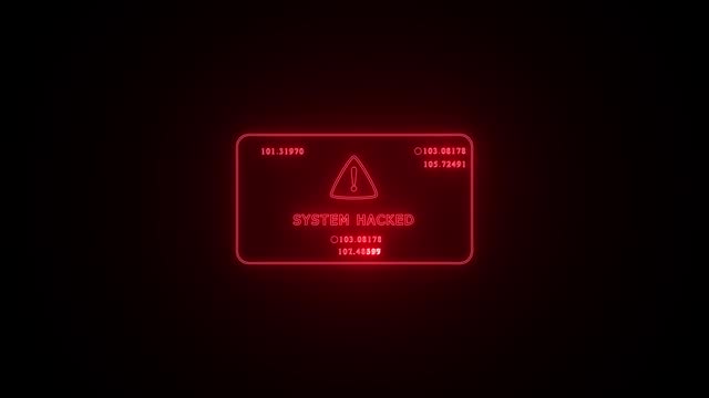 System hack security breach computer hacking warning message hacked alert. Motion graphics animation 4K resolution