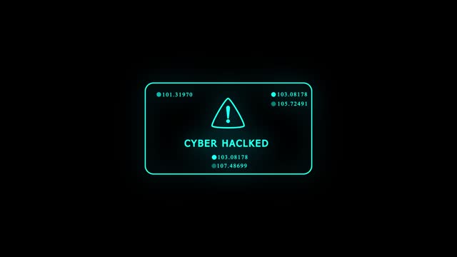 cyber hack security breach computer hacking warning message hacked alert. Motion graphics animation 4K resolution