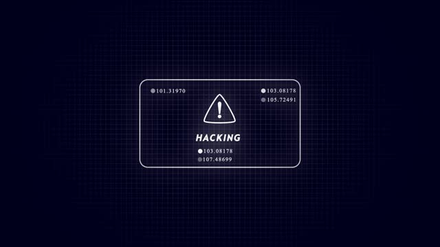 Warning hack security breach computer hacking warning message hacked alert. Motion graphics animation 4K resolution