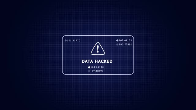 Error hack security breach computer hacking warning message hacked alert. Motion graphics animation 4K resolution
