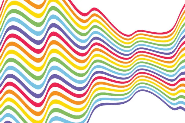 Vector illustration of Colorful rainbow curve lines pattern. Abstract vector background