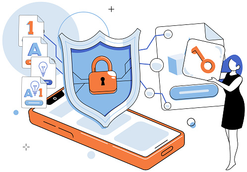 Cyber security vector illustration. Safety in cyberspace relies on secure systems and stringent protection measures The lock metaphor signifies importance safeguarding digital assets Secure access