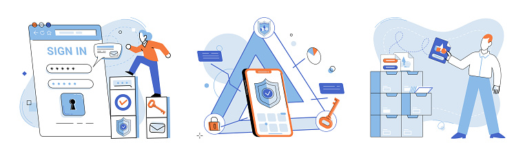 Cloud service vector illustration. Cloud services provide networked access to technology resources The network is vital component cloud services, enabling seamless connectivity Cybersecurity
