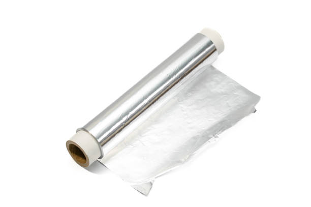 istock Aluminum foil one roll close up on white background 2098425421