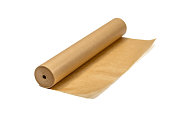 Isolated roll of waxed baking paper on white background