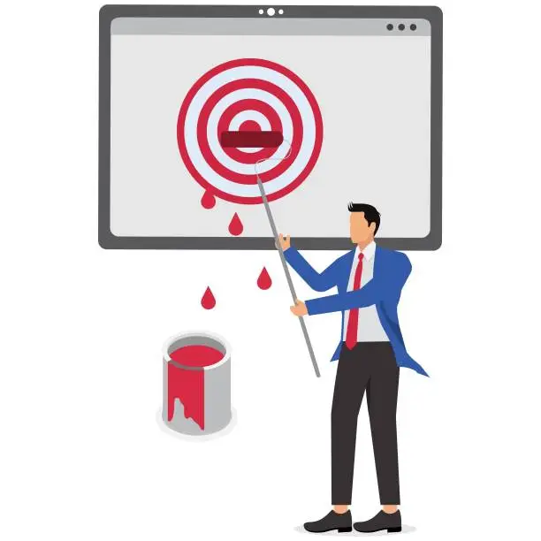 Vector illustration of Businessman painting his business target, strategy to aim