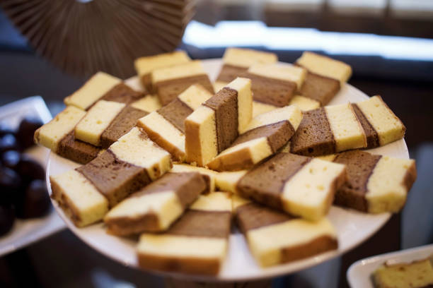 cake slices. lapis legit cake. authentic food from Indonesia. served on a plate.