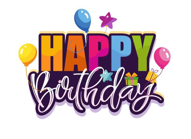 herzlichen glückwunsch zum geburtstag - süße handgezeichnete doodle-schriftzug-postkarte. zeit zum feiern. wünsch dir was. geburtstagsfeier zeit - etikett für banner, t-shirt-design. 100% vektor - birthday stock-grafiken, -clipart, -cartoons und -symbole