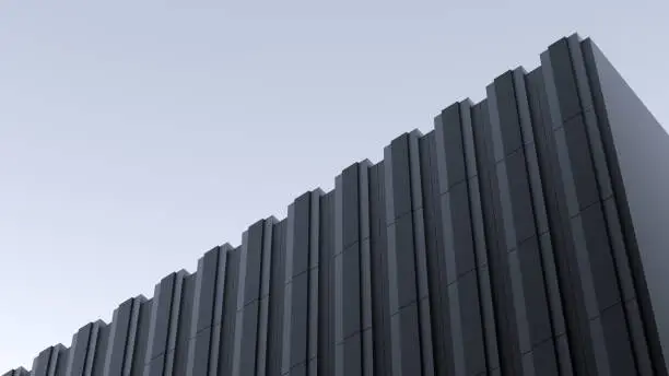 Black building,structure. Sci-fi building,structure. Architectural minimalism future design,wallpaper.3D render