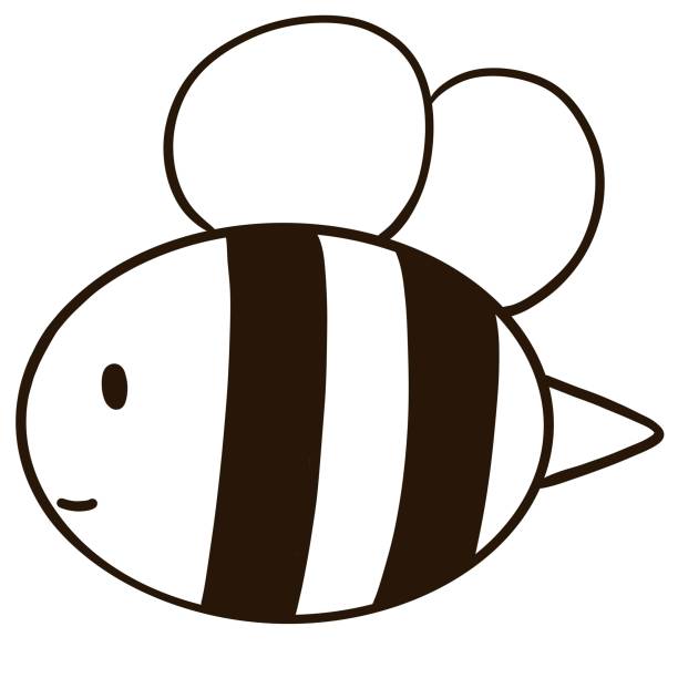 a bee with a black and white striped body Chocolate-themed vector illustrations: Snail, mushroom, cow, and more black and white bumble bee stock illustrations