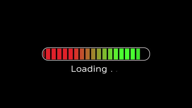 Loading bar from red to green on black background.