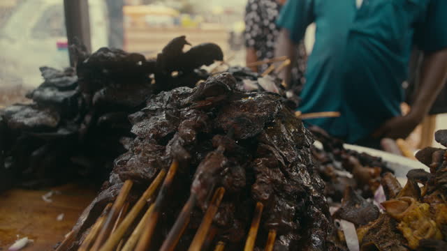 African Street Food Meat Skewers