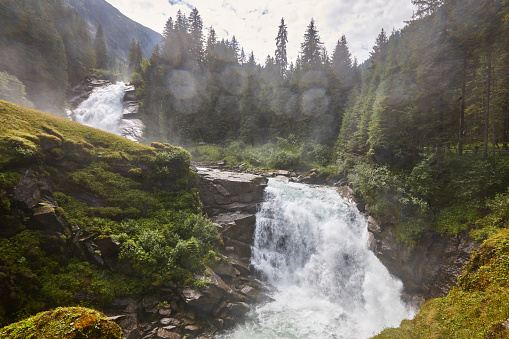 Krimml waterfalls. Nature landmark in Salzburg region. Austrian highlight