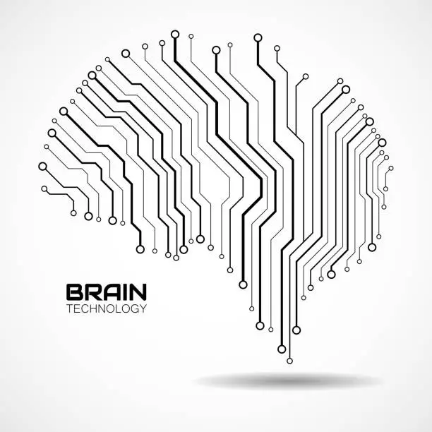 Vector illustration of Technological brain. Circuit board. Abstract vector background