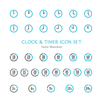 Simple clock and timer icon set