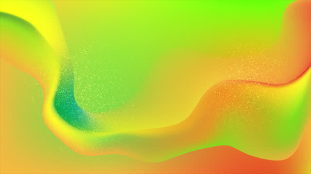 Abstract green and orange liquid wavy shapes futuristic grainy motion background