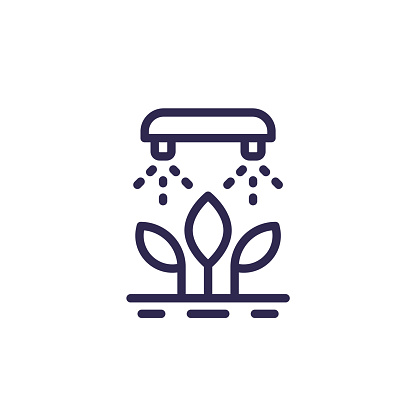 irrigation system line icon, watering plants vector