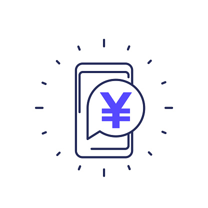 Mobile payment icon with yuan