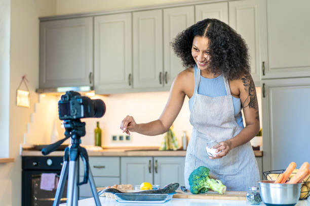 istock Recording with a home video camera for a cooking live demonstation 2098539178