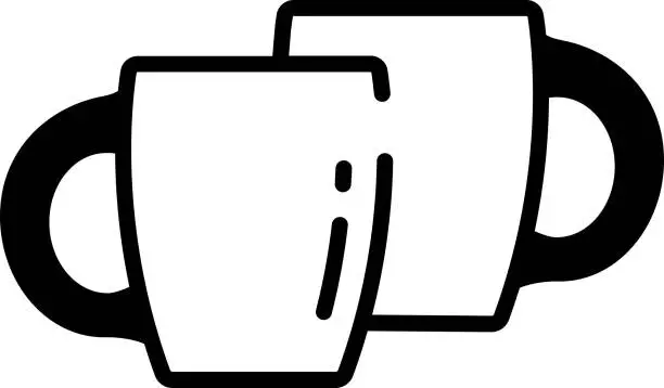Vector illustration of Coffee mug glyph and line vector illustration