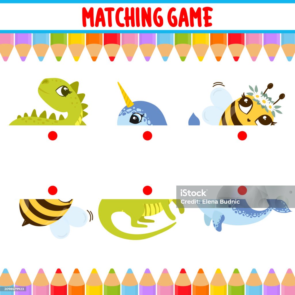 Vectorized Matching Matching Children Educational Game Match Objects Vector Image Stock ...